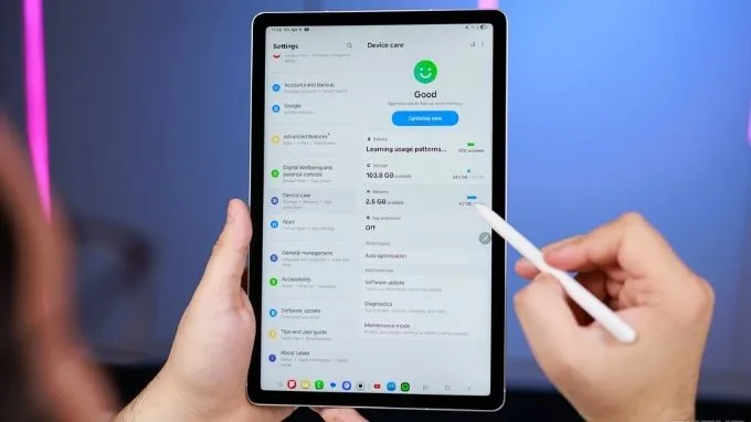 ram và rom của Samsung Galaxy Tab S10 FE Wifi
