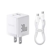 Bộ sạc Baseus Palm C+U 30W US (with Cable USB C to USB C 1m)