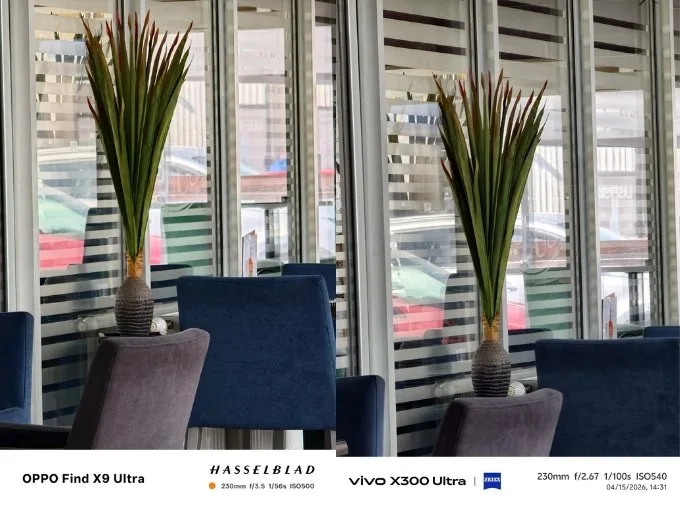 So sánh ảnh chụp ban ngày của camera tele OPPO Find X9 Ultra và Vivo X300 Ultra