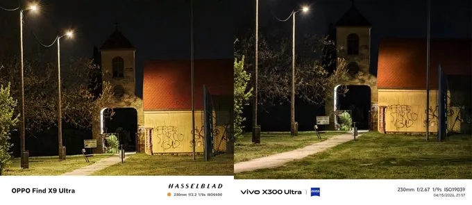 So sánh ảnh chụp thiếu sáng của camera tele OPPO Find X9 Ultra và Vivo X300 Ultra