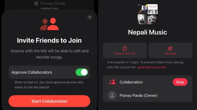 Tính năng chia sẻ danh sách phát Apple Music
