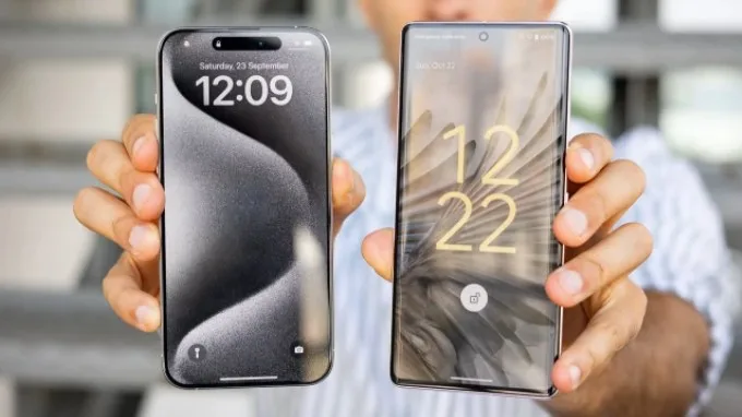 Kích thước của iPhone 15 Pro Max và Google Pixel 7 Pro