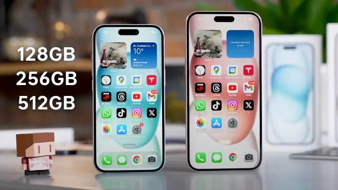 iPhone 15 và iPhone 15 Plus có 3 tùy chọn bộ nhớ trong 128GB, 256GB và 512GB
