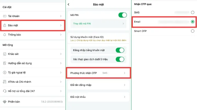 Nhận mã OTP qua email liên kết