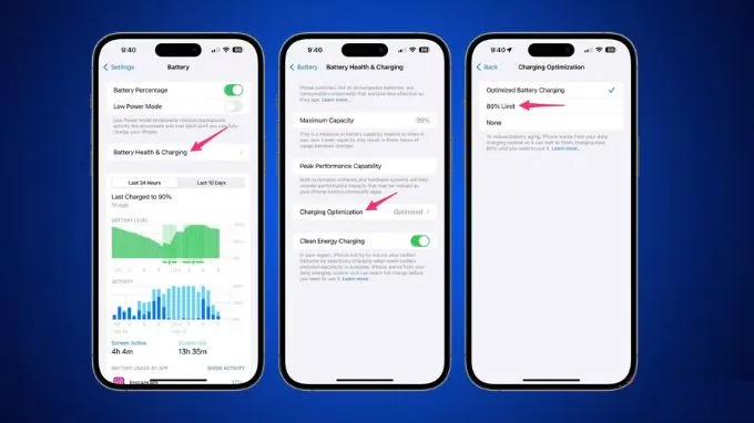 Mẹo giới hạn mức sạc pin trên iPhone 15 Pro Max cũ