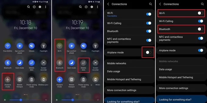Tắt GPS, Bluetooth, 4G, 5G khi không sử dụng
