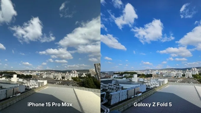 Ảnh chụp góc rộng trên iPhone 15 Pro Max và Galaxy Z Fold 5
