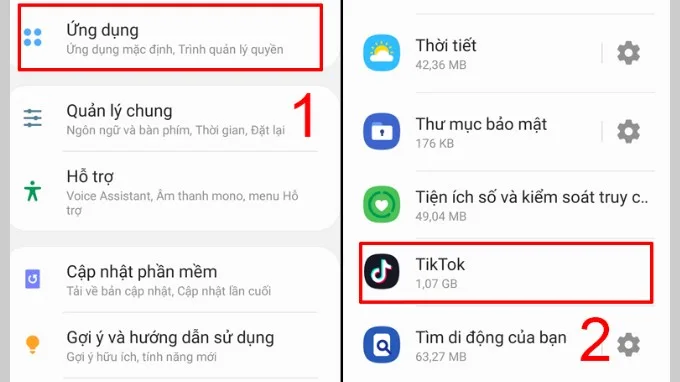 Bước 1 xóa ứng dụng