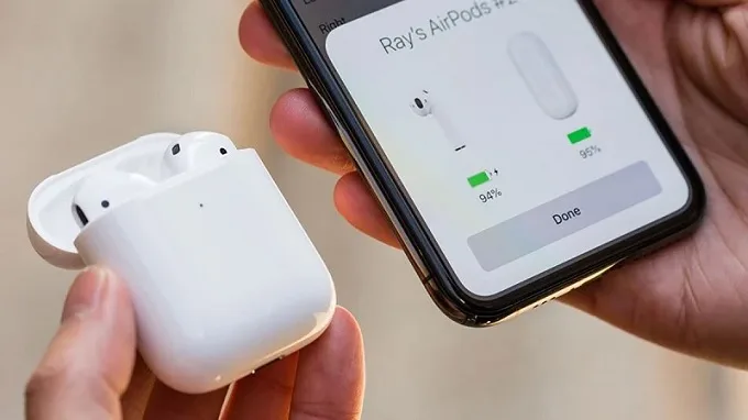 kiểm tra thời lượng pin còn lại của AirPods và hộp sạc bằng iPhone