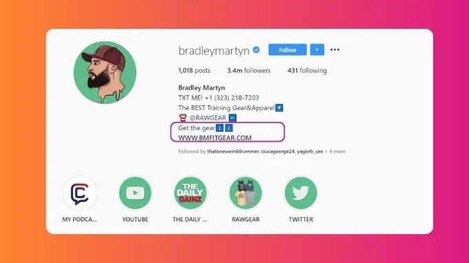 bio trên Instagram cần CTA và liên kết ngoài