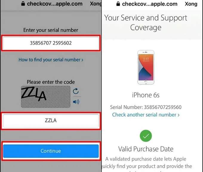 Kiểm tra iPhone chính hãng bằng website Check Coverage
