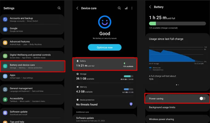 Cách bật chế độ tiết kiệm năng lượng cho điện thoại Samsung