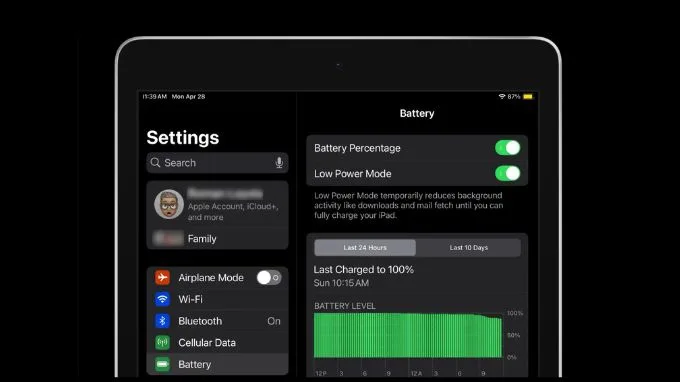 Tối ưu chế độ tiết kiệm pin iPadOS 19