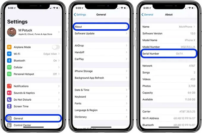 Cách kiểm tra điện thoại iPhone chưa active bằng số Seri