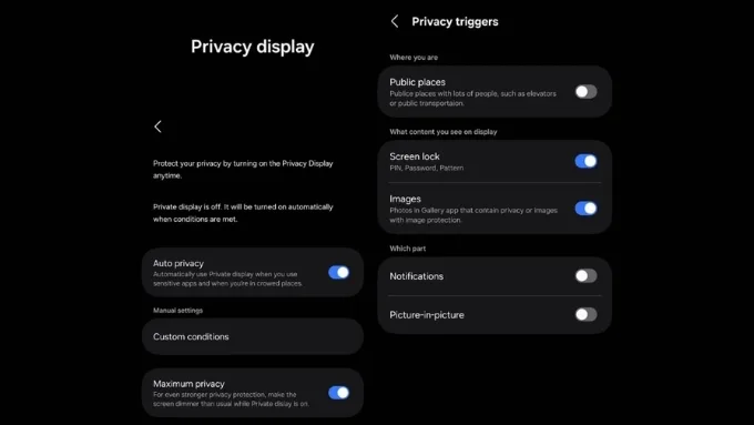 Tính năng Privacy Display