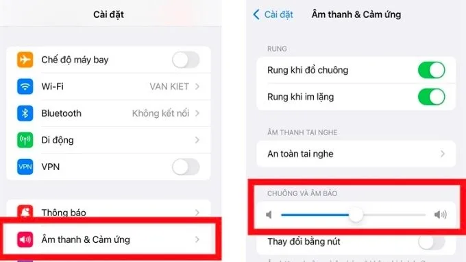 Kiểm tra cài đặt âm thanh trên iPhone 14 khi bị lỗi tự chuyển qua chế độ im lặng
