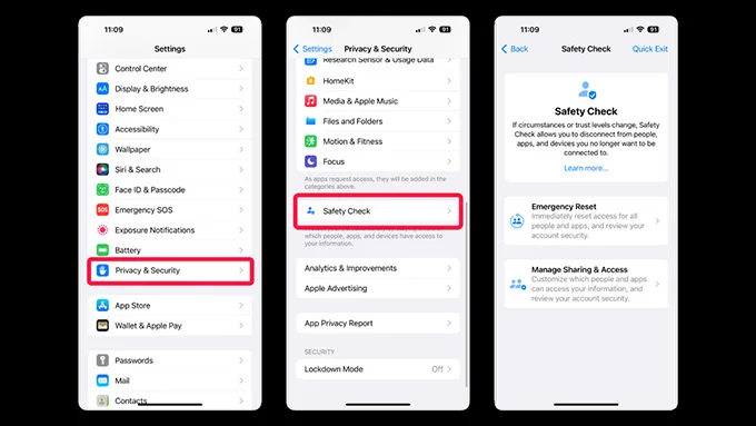 Cách thức bật chế độ Safety Check trên iPhone