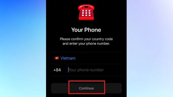 Nhập số điện thoại để khôi phục mật khẩu Telegram