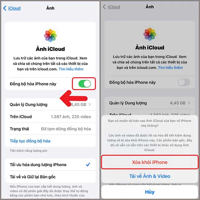 Tắt sao lưu ảnh iCloud và ứng dụng