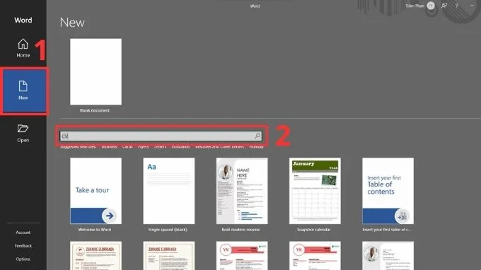 Truy cập vào Microsoft Word trên máy tính và chọn mẫu CV phù hợp