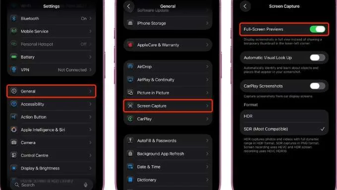 hướng dẫn cách tắt chế độ xem trước toàn màn hình trên iOS