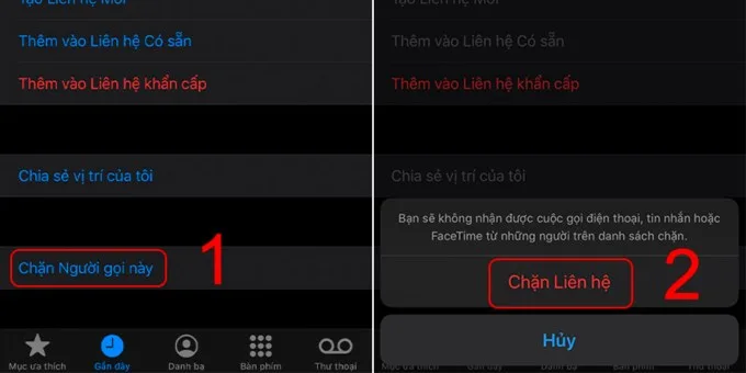 Bước 2 chặn số lạ gọi đến iPhone