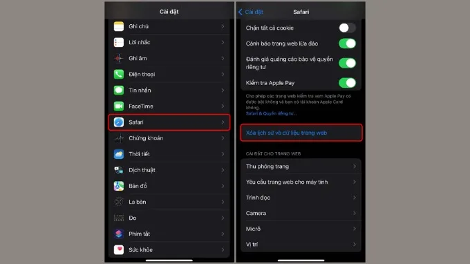 Xóa cookie và dữ liệu trình duyệt
