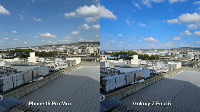 Ảnh chụp camera chính trên iPhone 15 Pro Max và Galaxy Z Fold 5