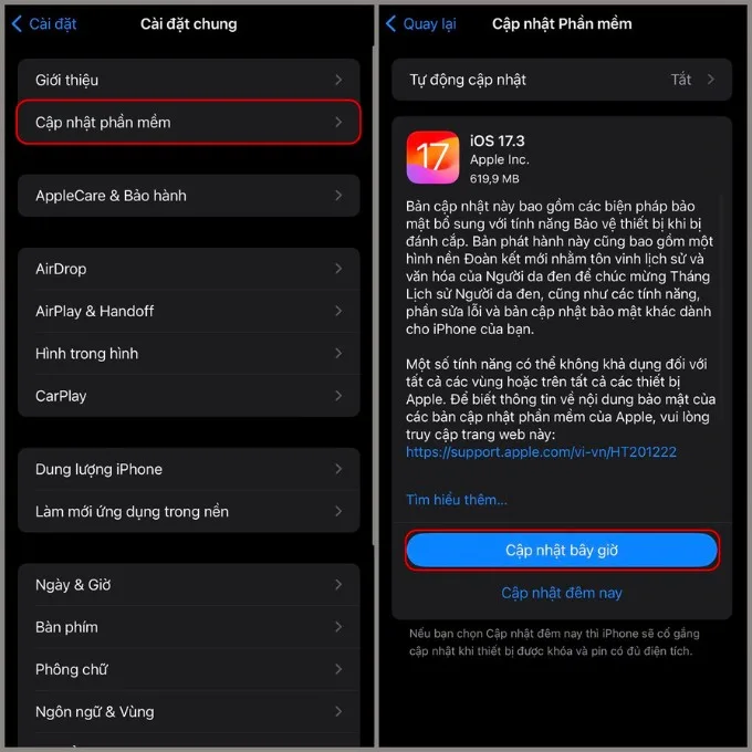 Hướng dẫn cập nhật lên iOS 17.3
