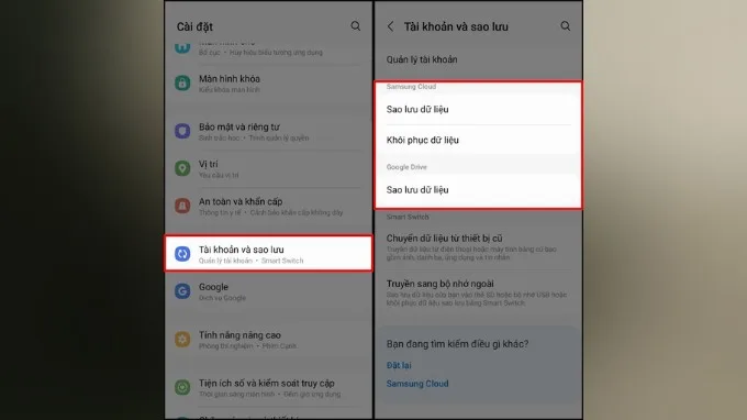 Sao lưu dữ liệu trên điện thoại Android cũ