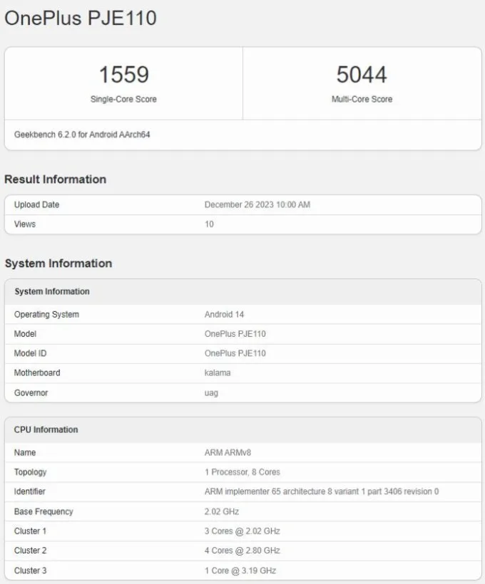 OnePlus Ace 3 xuất hiện trên Geekbench