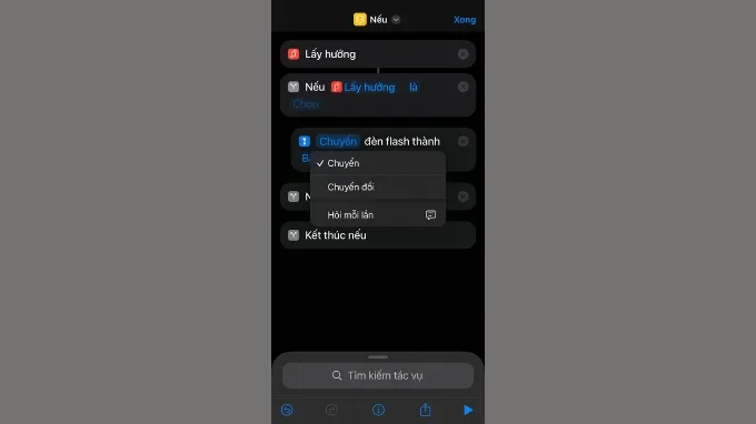 Thêm tác vụ cho iPhone ở hướng đã chọn