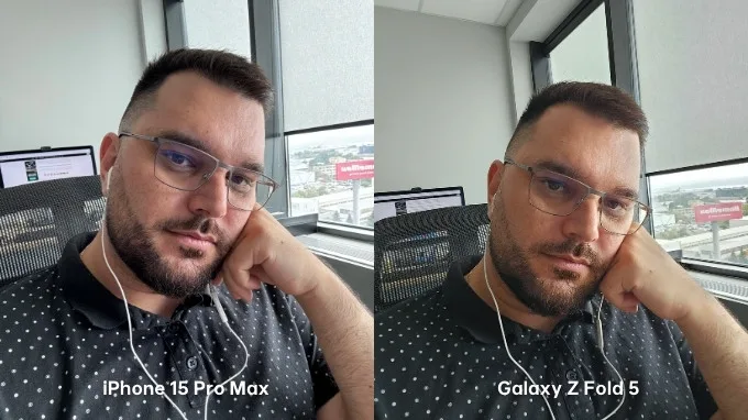 Ảnh chụp selfie trên iPhone 15 Pro Max và Galaxy Z Fold 5