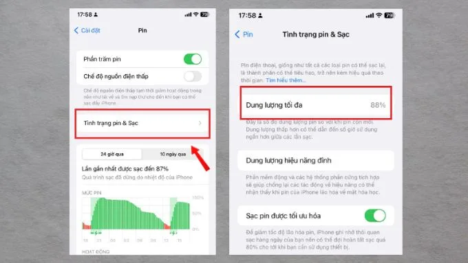 Cách kiểm tra iPhone đã thay pin trước khi mua