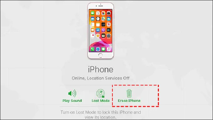 Chọn xóa iPhone để tiến hành mở khóa
