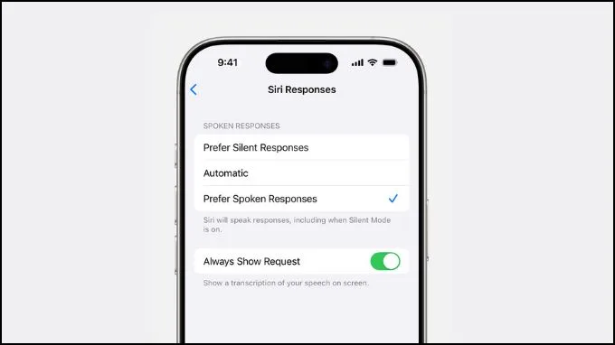 Cài đặt phản hội Siri qua giọng nói