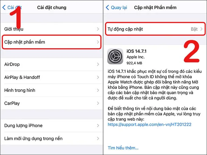 Tắt chế độ tự động cập nhật iOS