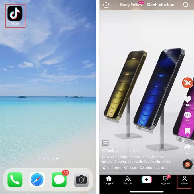 Mở ứng dụng TikTok và nhấn vào biểu tượng người để đi đến hồ sơ của bạn