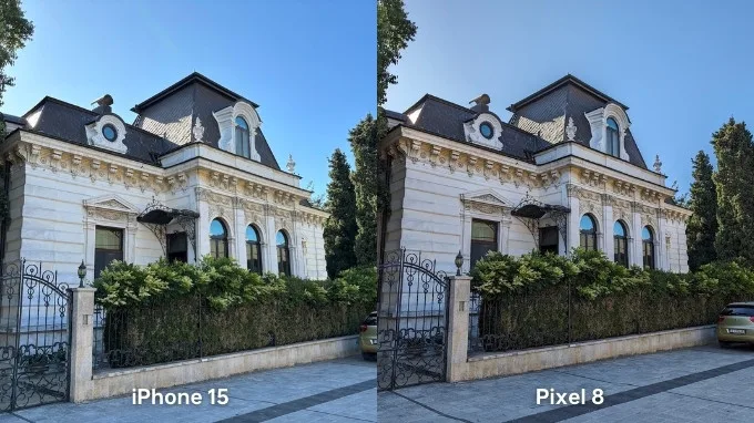 Camera chính trên iPhone 15 và Google Pixel 8 đều cho ra những bức ảnh sắc nét