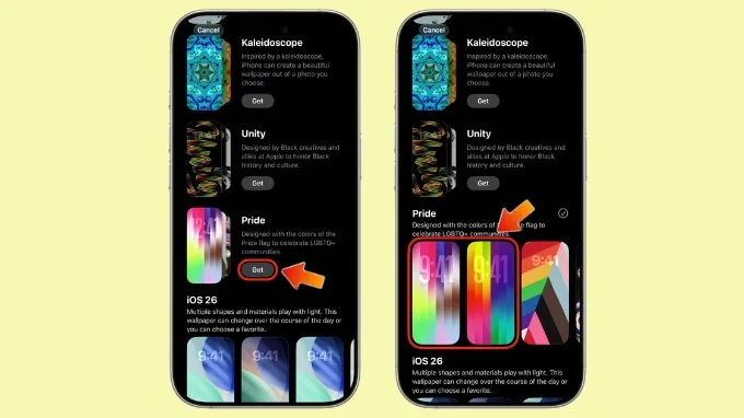 Chọn hình nền Pride Luminance