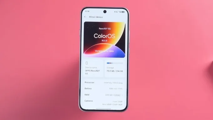 Máy chạy Android 16 với giao diện ColorOS 16