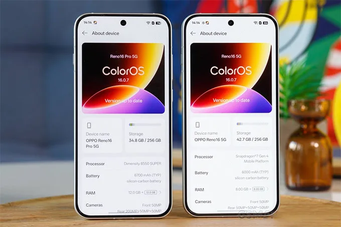 Cấu hình OPPO Reno16 dùng lại chip Snapdragon 7 Gen 4