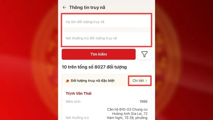 Cách tra cứu thông tin truy nã trên ứng dụng VNeID