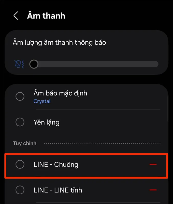 Tiến hành chọn âm thông báo mới theo sở thích