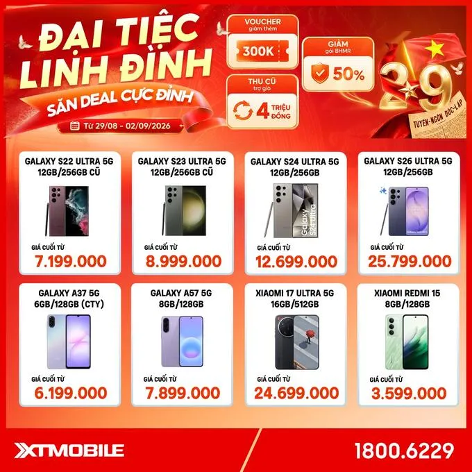 Danh sách điện thoại Android sale 2/9 tại XTmobile