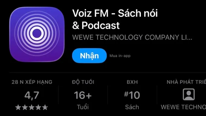 Voiz FM là một trong những ứng dụng sách nói và podcast phổ biến tại Việt Nam