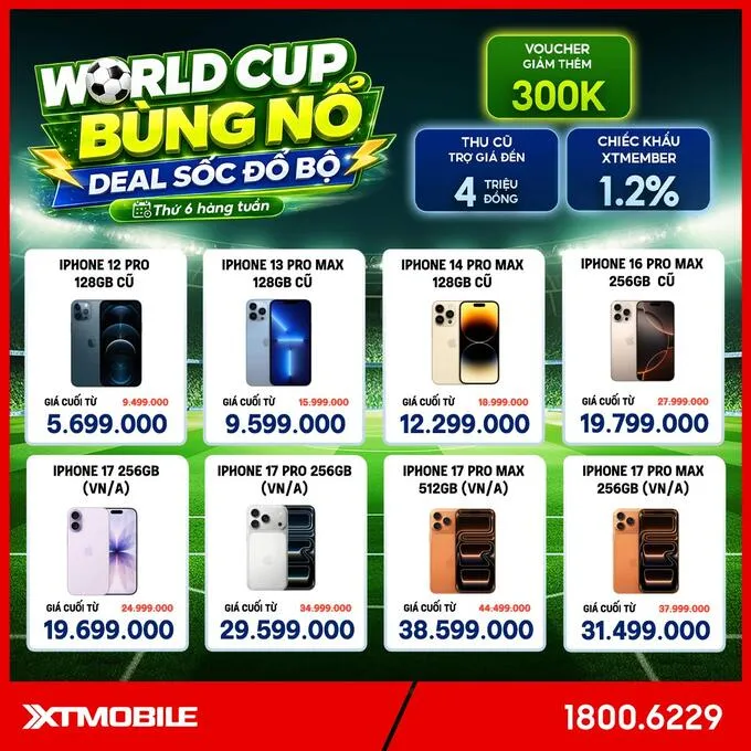 Bảng giá iPhone cực ưu đãi trong chương trình sale tại XTmobile
