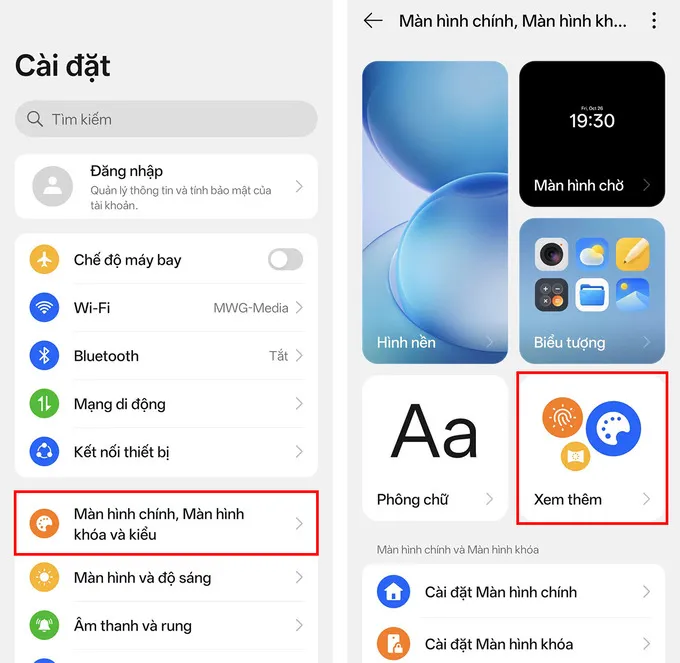 Mở ứng dụng Cài đặt trên điện thoại