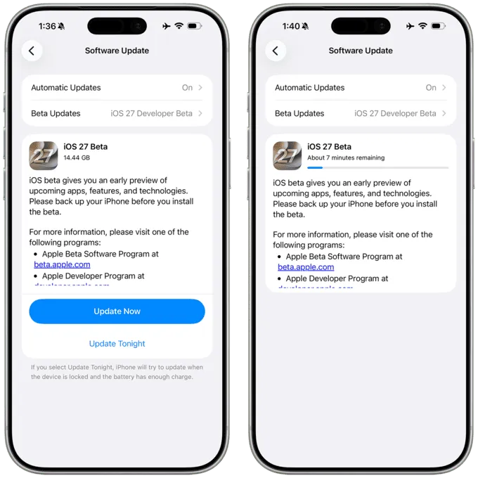 Cách cập nhật iOS 27 Beta