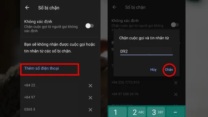 Nhập số cần chặn rồi chọn Chặn để hoàn tất